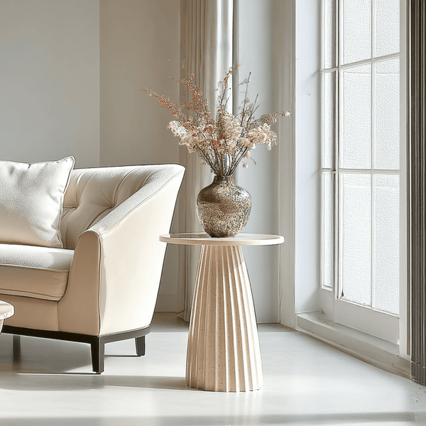 Zuzana Beige Round Side Table Furniture 