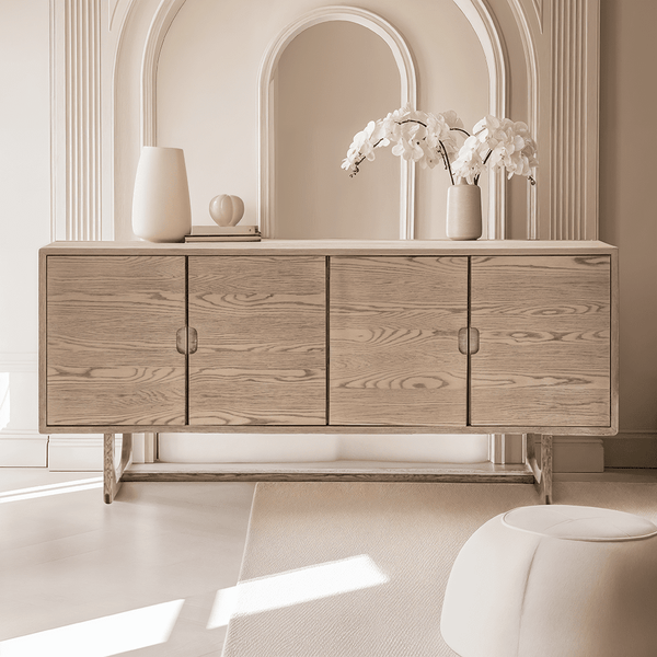 Zyra Smoked Oak Wooden 4 Door Sideboard Furniture 