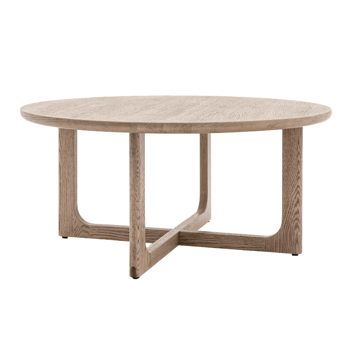 Zyra Smoked Oak Wooden Round Coffee Table Furniture 