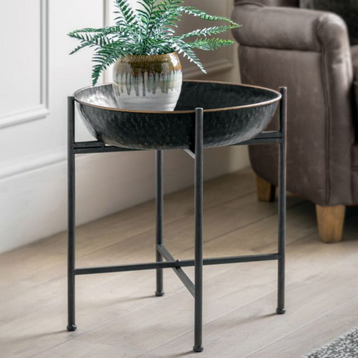 Acacia Black Tray Side Table End and Side Table 