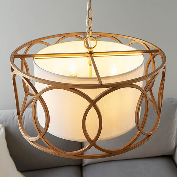 Acadia Gold Pendant Ceiling Light with White Shade Lighting 