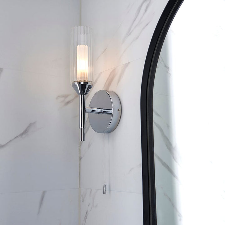 Adella Silver & Ribbed Glass Wall Light Lighting 