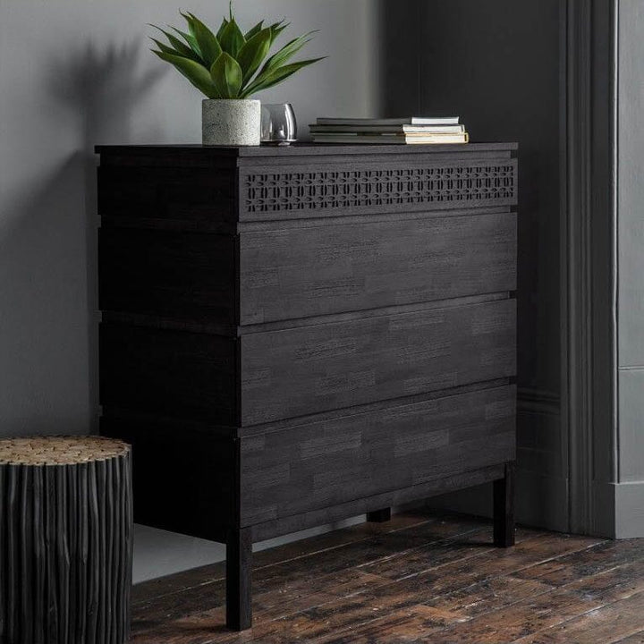 Adelyn Black 4 Drawer Chest Furniture 