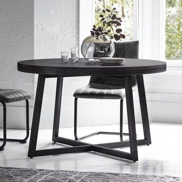 Adelyn Round Black Wooden Dining Table Table 