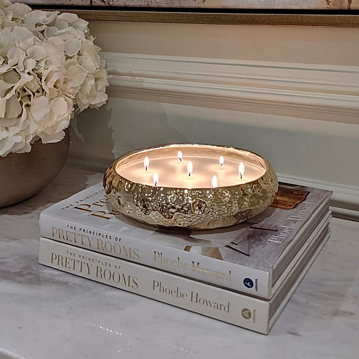 Aeolian Large Light Gold 7 Wick Scented Candle Accessories 