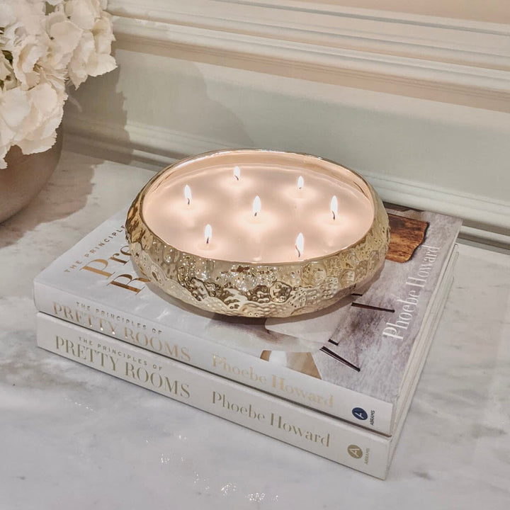 Aeolian Large Light Gold 7 Wick Scented Candle Accessories 
