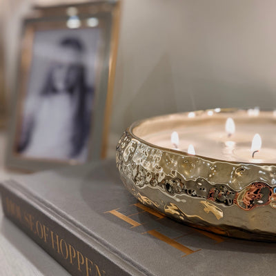 Aeolian Large Light Gold 7 Wick Scented Candle Accessories 