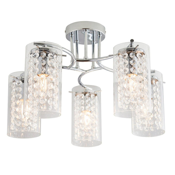 Aherne Silver 5 Light Semi Flush Ceiling Light Lighting 
