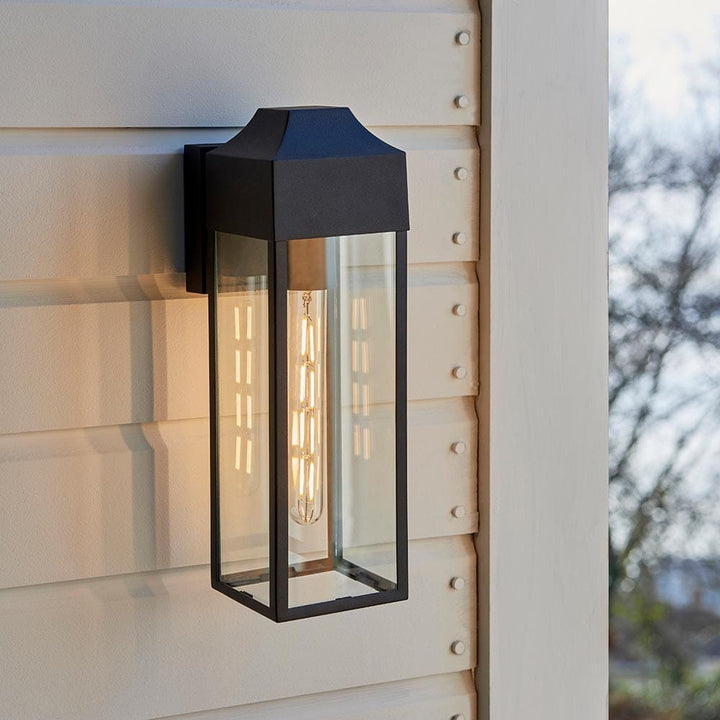 Aila Outdoor Black Rectangular Lantern Wall Light Lighting 