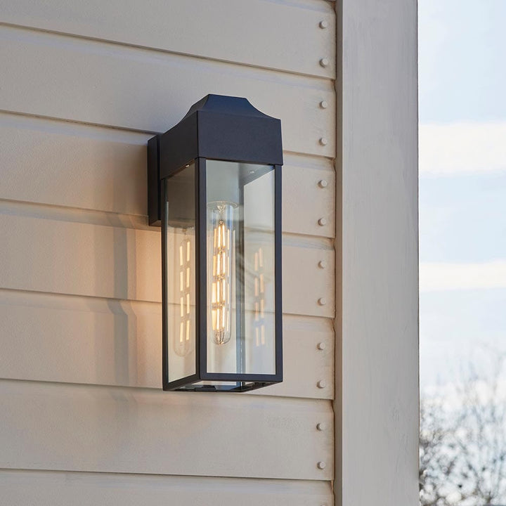 Aila Outdoor Black Rectangular Lantern Wall Light Lighting 