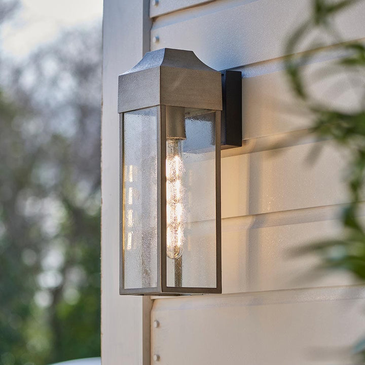 Aila Outdoor Silver Rectangular Lantern Wall Light Lighting 