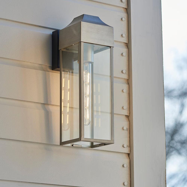 Aila Outdoor Silver Rectangular Lantern Wall Light Lighting 