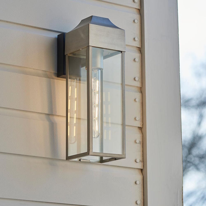 Aila Outdoor Silver Rectangular Lantern Wall Light Lighting 