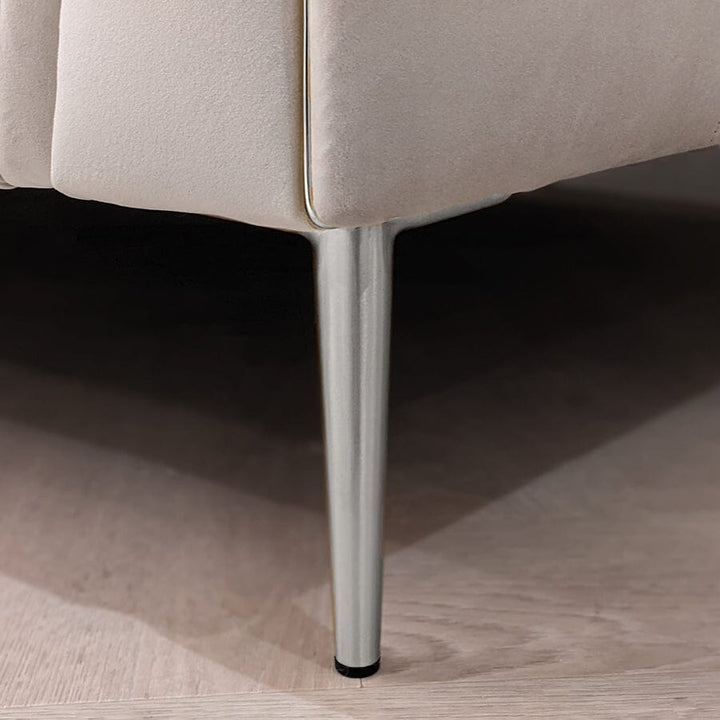 Alaina Feather Grey Velvet Sofa Range With Silver Foot 