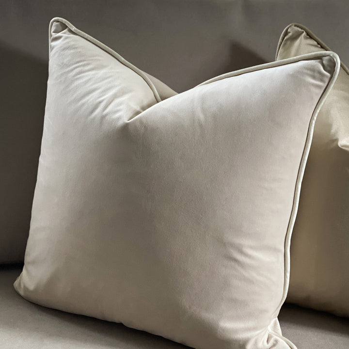 Alaska Cream Cushion with Vanilla Piping - 50 x 50cm Cushion 