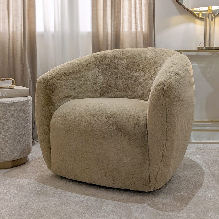 Alaska Faux Fur Swivel Accent Chair Sofa 