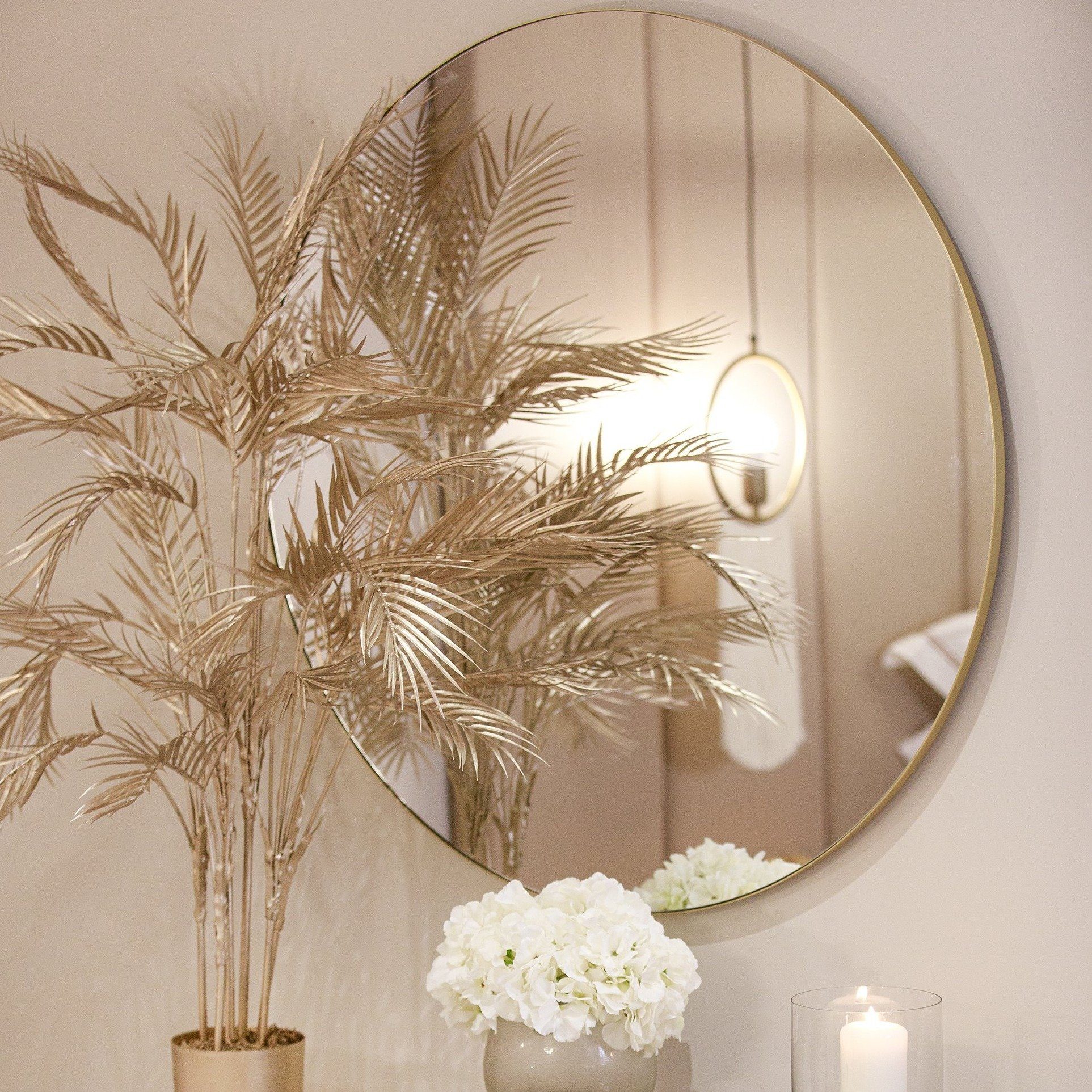 Alcora Large Round Champagne Mirror Mirror 