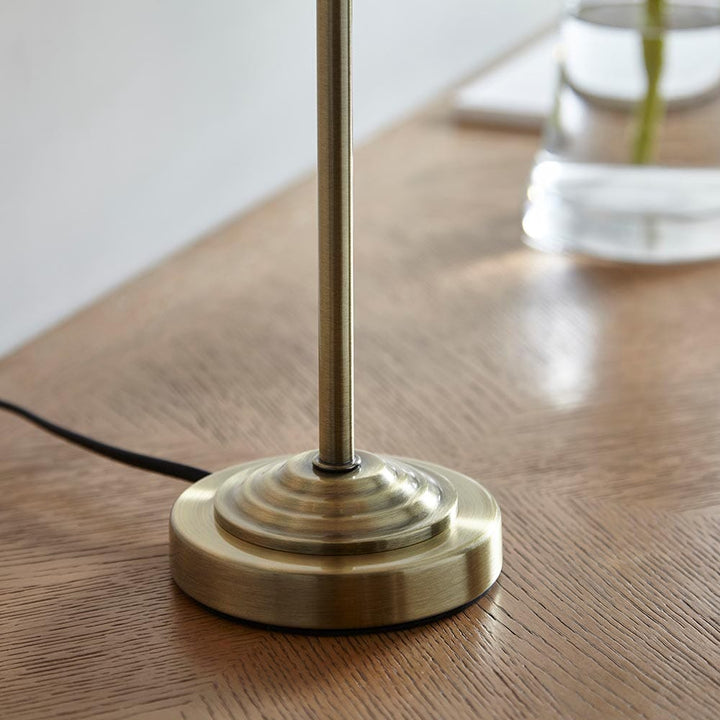 Alegra Antique Brass Table Lamp with White Shade Lighting 