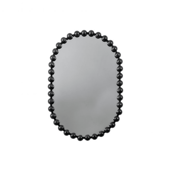 Allure Black Oval Beaded Wall Mirror Mirror 