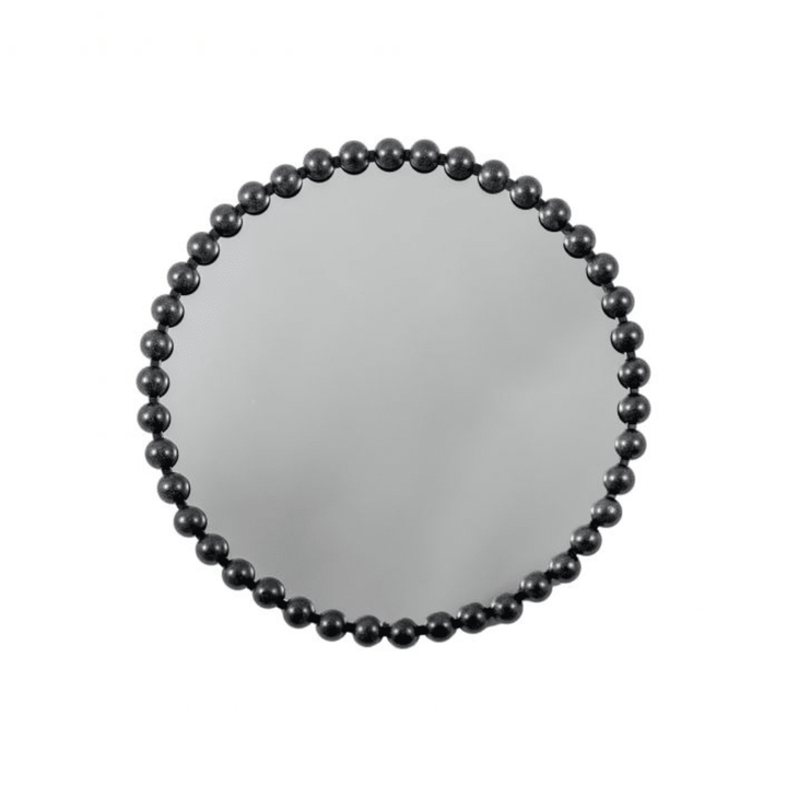 Allure Black Round Beaded Wall Mirror Mirror 