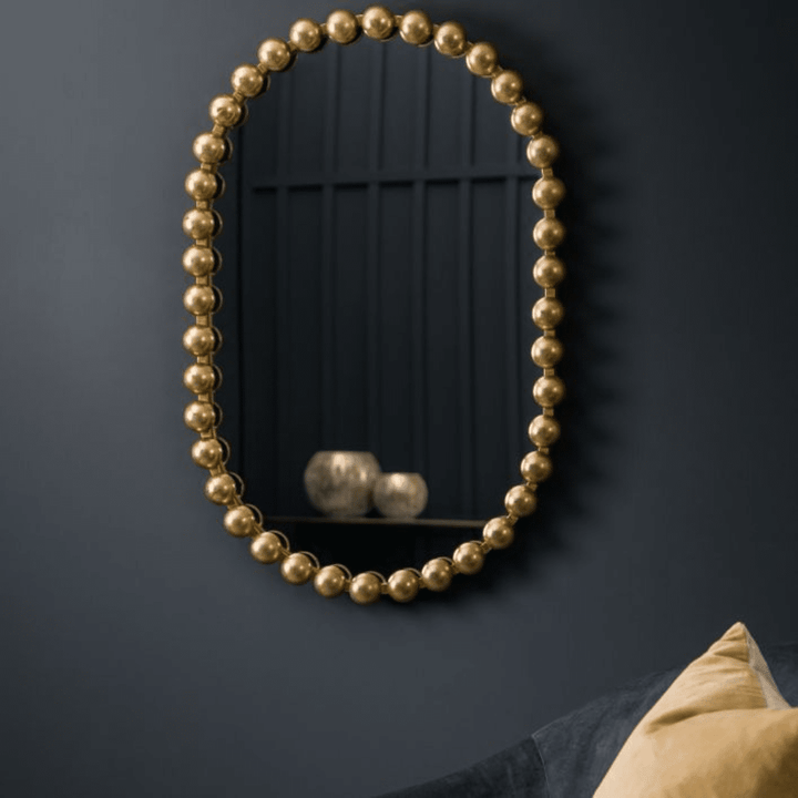 Allure Gold Oval Beaded Wall Mirror Mirror 