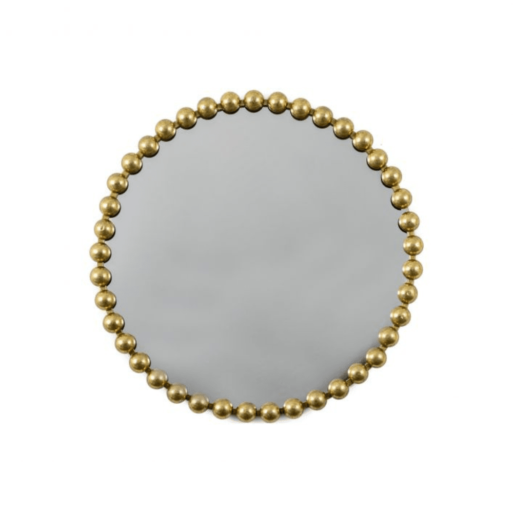 Allure Gold Round Beaded Wall Mirror Mirror 