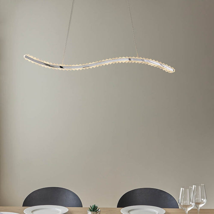 Alma Crystal Glass LED Linear Pendant Ceiling Light Lighting 