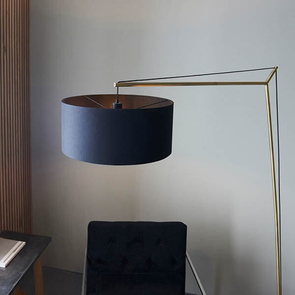 Almiron Angular Gold Floor Lamp with Black Shade Lighting 