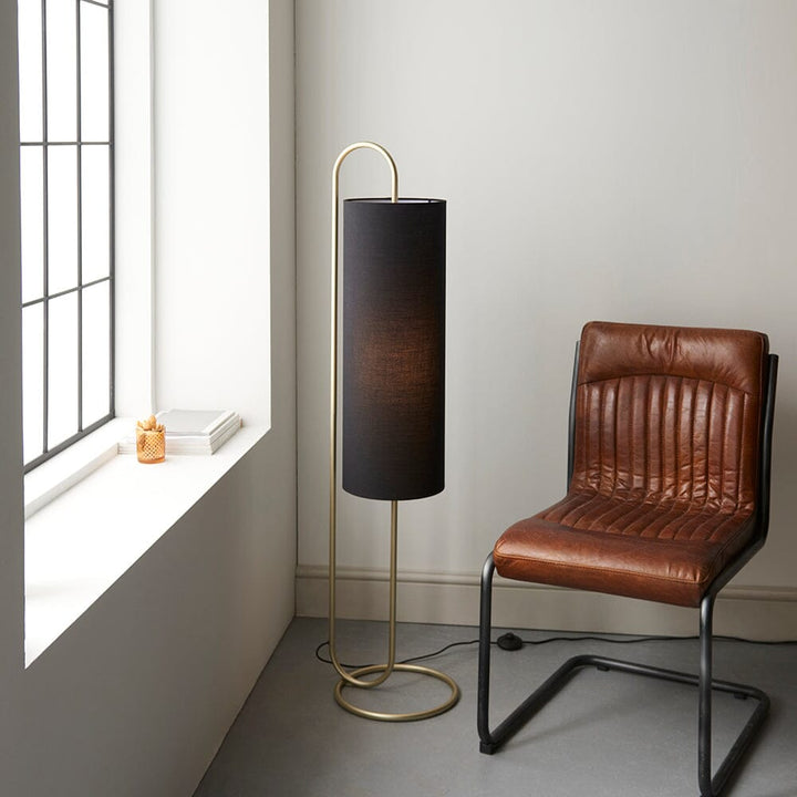Almo Gold Floor Lamp with Black Shade Lighting 