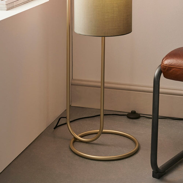 Almo Gold Floor Lamp with Pale Grey Shade Lighting 