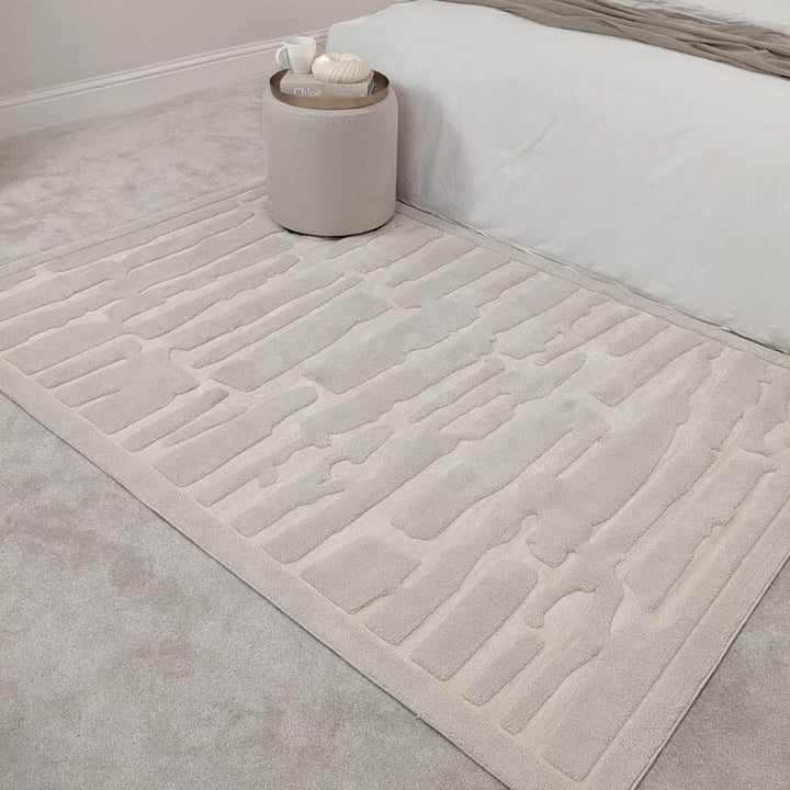 Amore Ivory Textured Abstract Rug Rug 