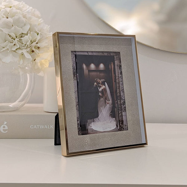 Ancona Faux Shagreen & Gold Photo Frame - 5x7" Accessories 