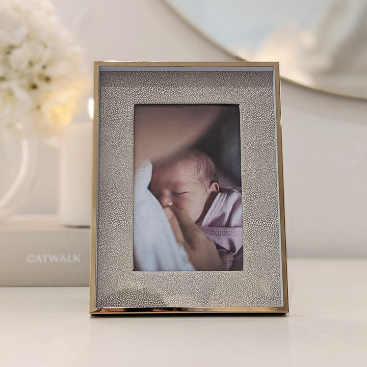 Ancona Faux Shagreen & Gold Photo Frame - 6x4" Accessories 