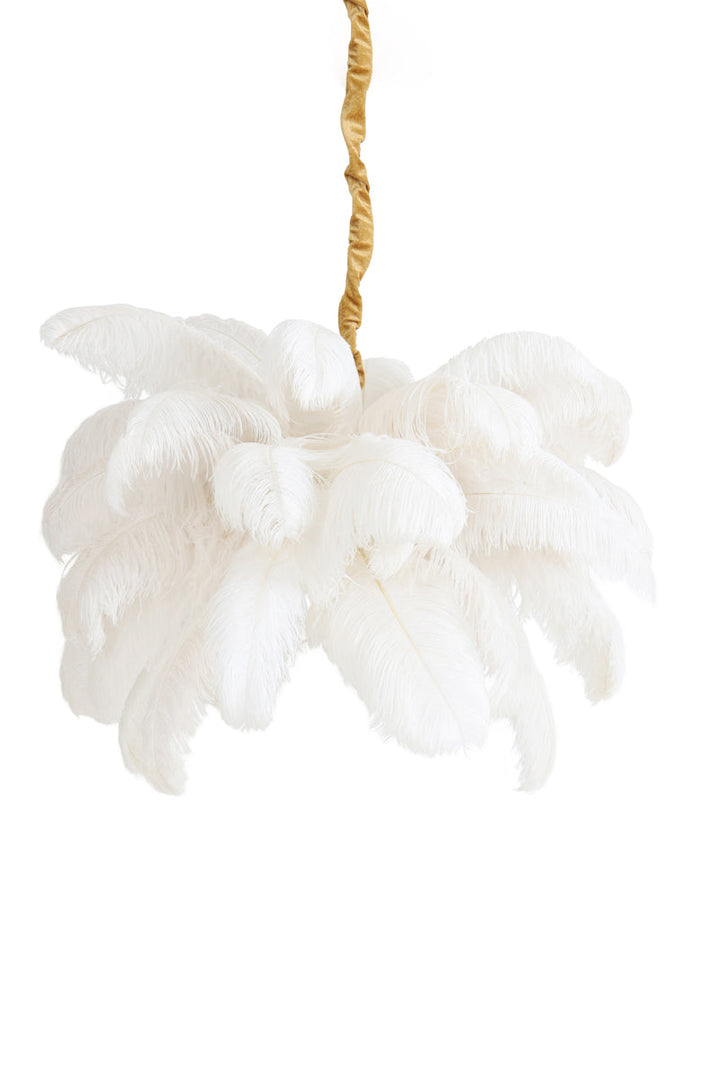 Angelina Gold & White Feather Ceiling Light Lighting 