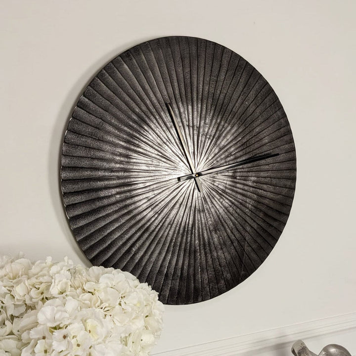 Anscombe Black Round Pleated Wall Clock Accessories 
