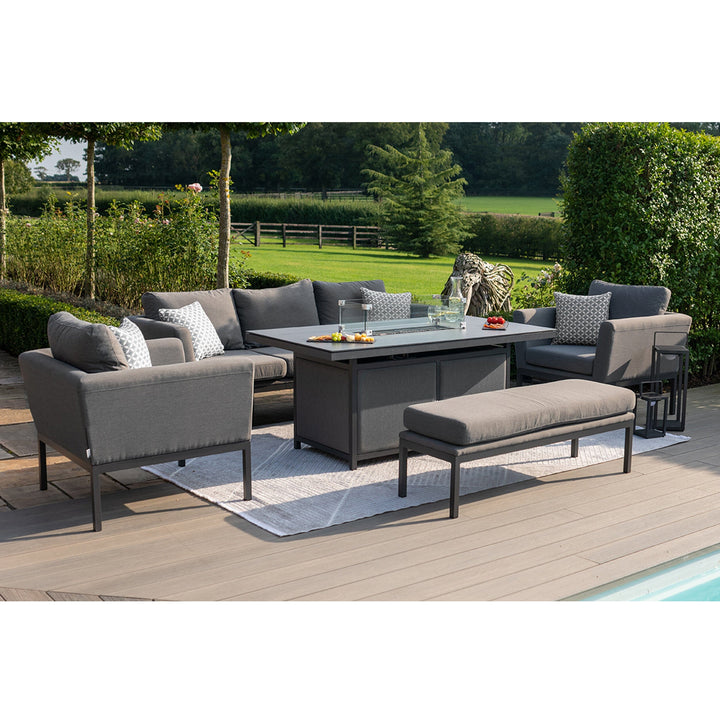 Antalya Charcoal Grey 3 Seater Sofa Set With Fire Pit Table Furniture 
