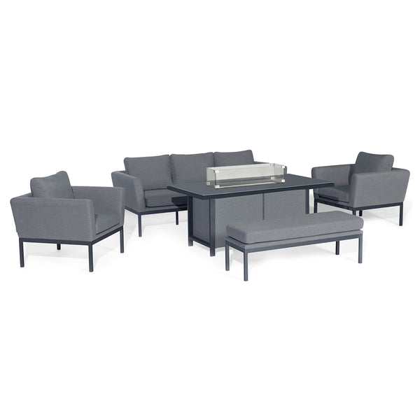 Antalya Charcoal Grey 3 Seater Sofa Set With Fire Pit Table Furniture 