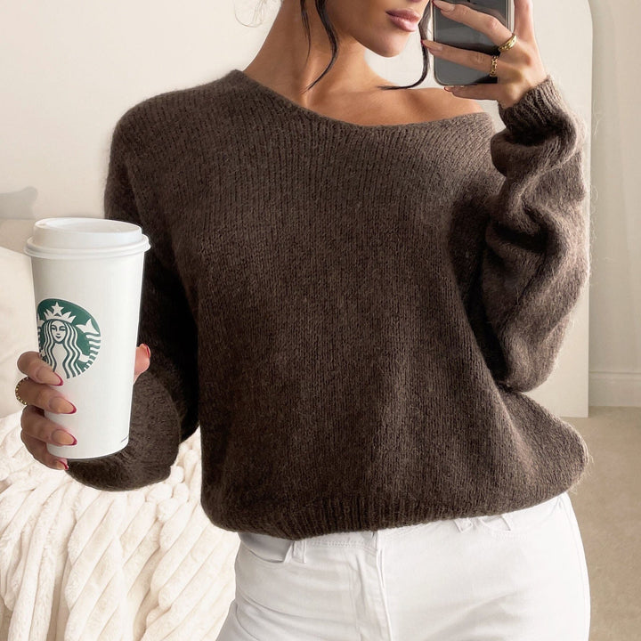 Arabella Mohair Knitted V Neck Jumper Tops 