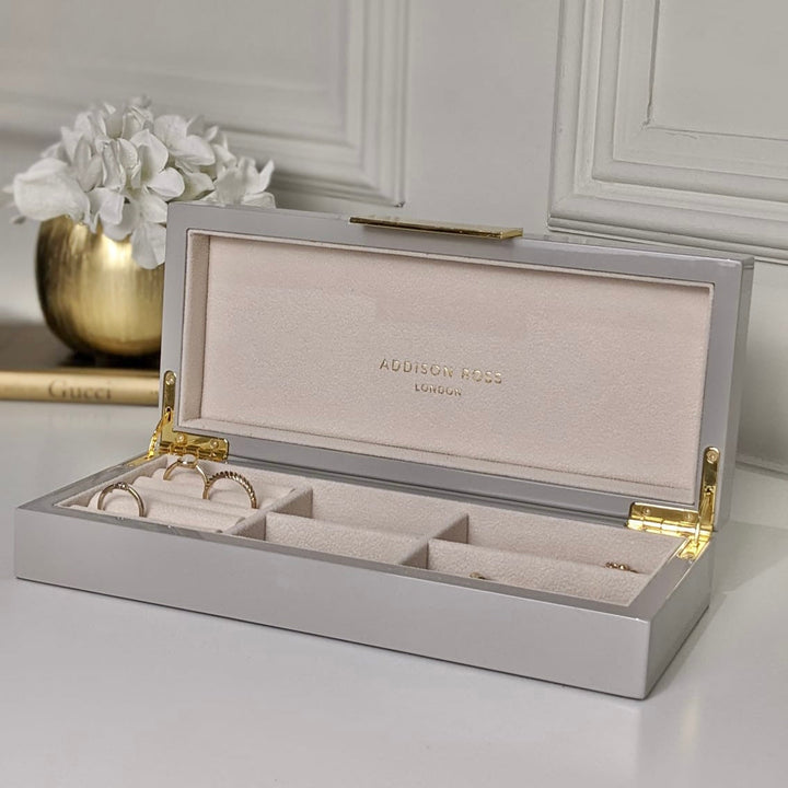 Ares Lacquered Grey & Gold Jewellery Box Accessories 