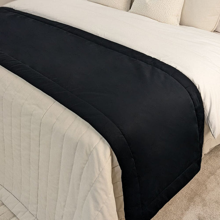 Ari Black Velvet Bed Runner Bedding 