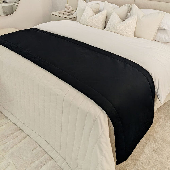 Ari Black Velvet Bed Runner Bedding 