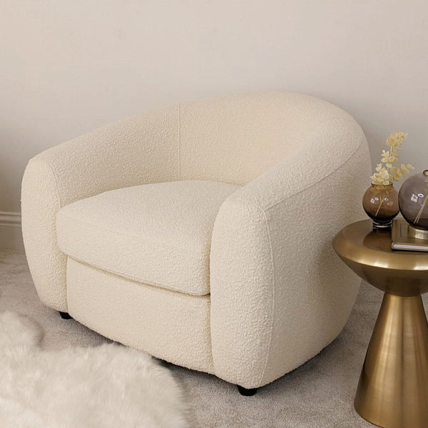 Aria Ivory Boucle Armchair Sofa 