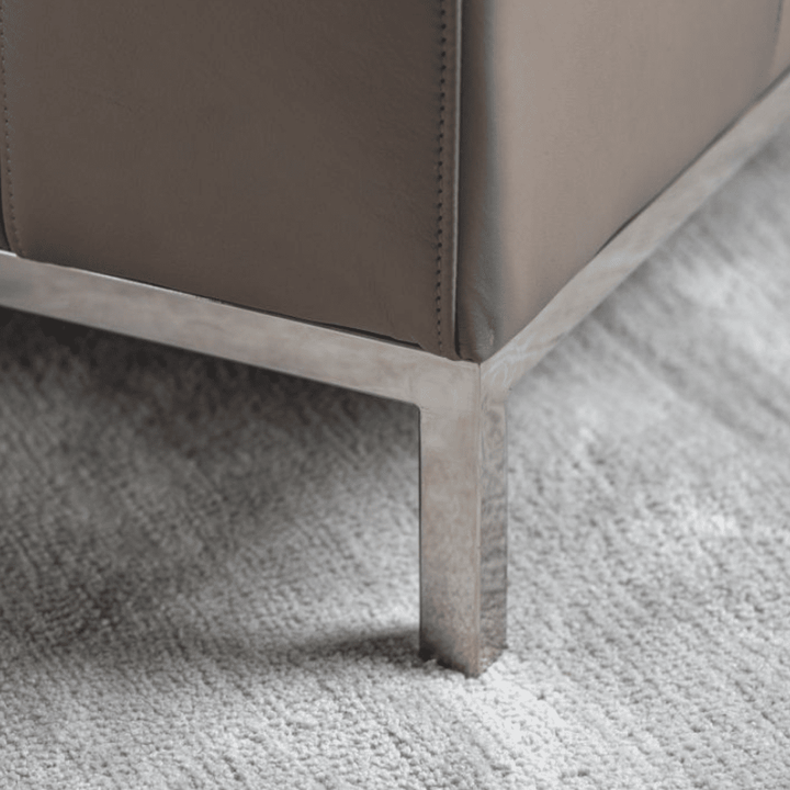 Arigento Grey Leather Armchair with Silver Leg Chair 