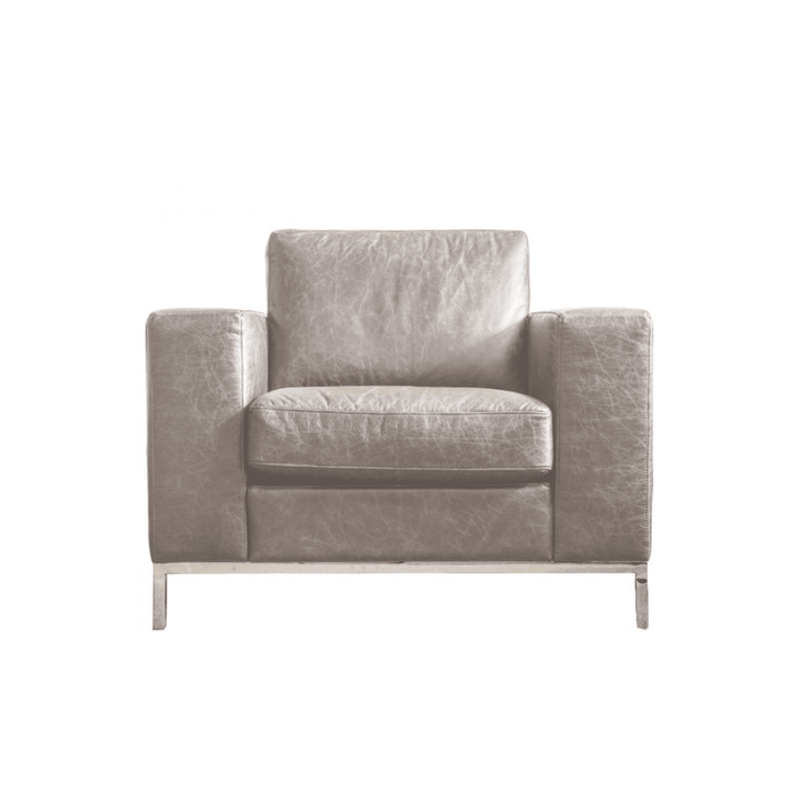 Arigento Grey Leather Armchair with Silver Leg Chair 