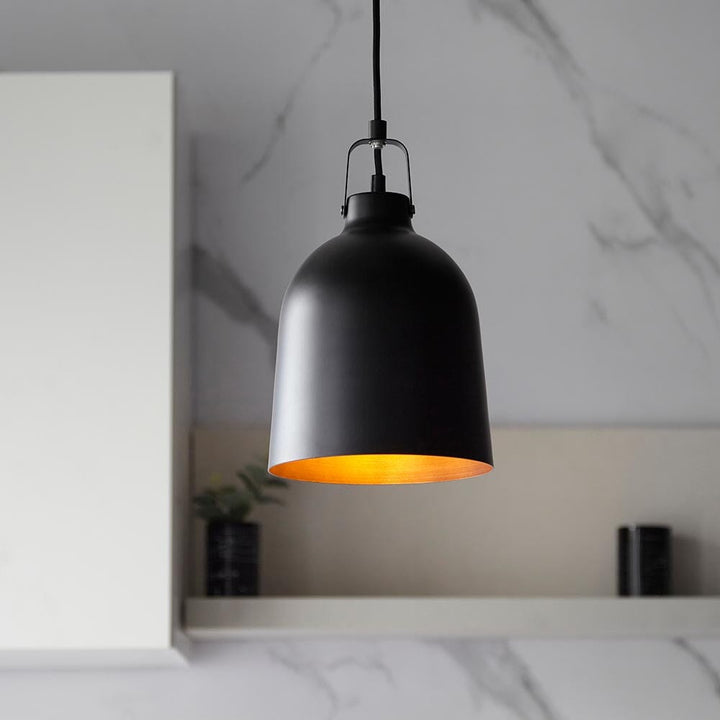 Asher Black & Gold Pendant Ceiling Light Lighting 