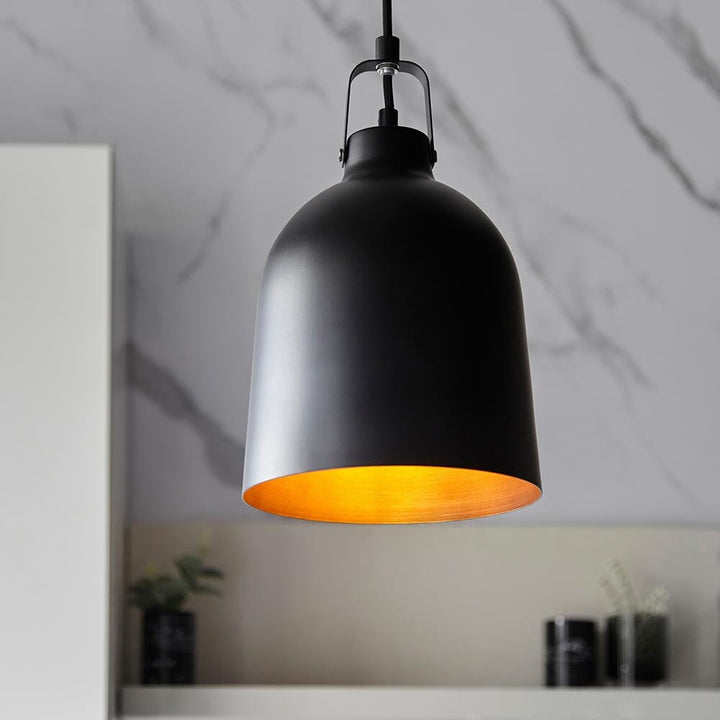 Asher Black & Gold Pendant Ceiling Light Lighting 