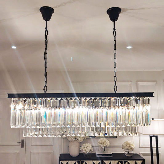 Astaire Black Rectangular Crystal Chandelier Lighting 