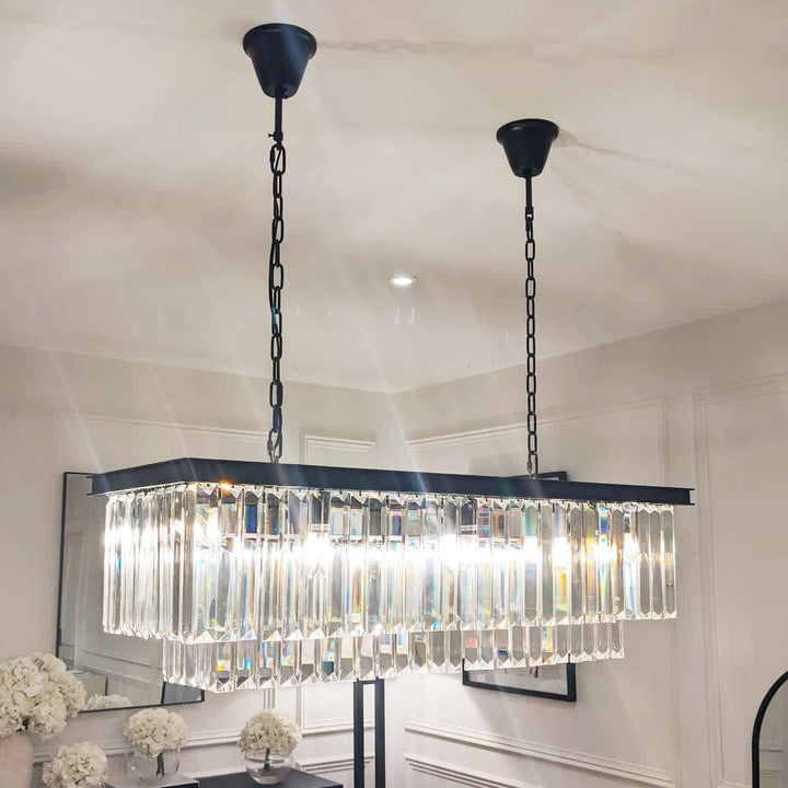 Astaire Black Rectangular Crystal Chandelier Lighting 