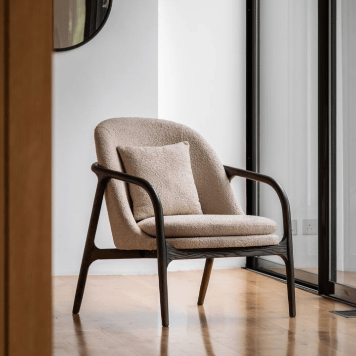 Astley Taupe & Oak Armchair Chair 
