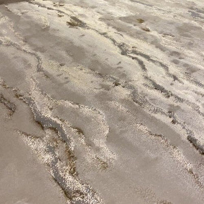 Astoria Cream & Metallic Gold Marble Velvet Rug Rug 